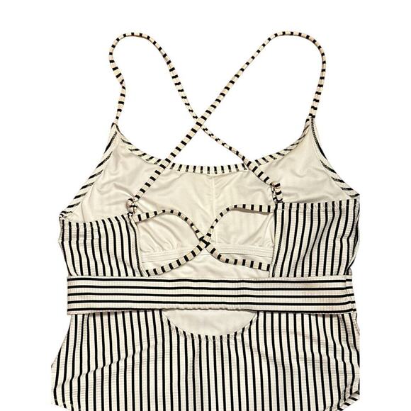 Shade & Shore Women Criss-Crossed Back Striped One Piece Swimsuit Size XL Multi - Picture 6 of 8